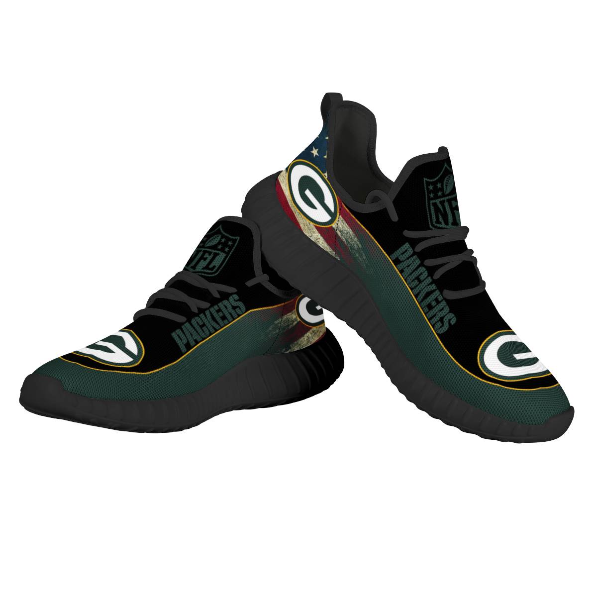 Men's Green Bay Packers Mesh Knit Sneakers/Shoes 010